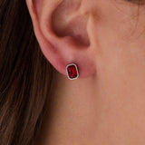 July Emerald-Cut Birthstone Stud Earrings