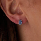 September Emerald-Cut Birthstone Stud Earrings