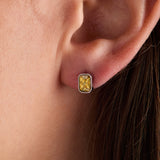 November Emerald-Cut Birthstone Stud Earrings