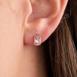 October Emerald-Cut Birthstone Stud Earrings