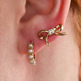 Bow Studs and Pearl Hoop Coquette Earring Set of 2