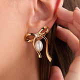 Bow Pearl Coquette Statement Drop Earring