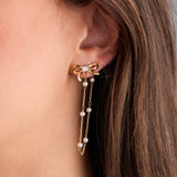 Bow Pearl Coquette Front to Back Chain Earrings
