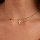 Delicate Pave Cross Pendant Necklace