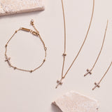 Delicate Pave Cross Threader Earrings