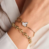 Dove 'Peace' Mother of Pearl Pull Chain Bracelet