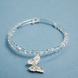 Glass Butterfly Beaded Charm Bangle