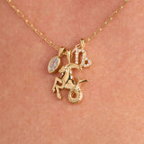 Capricorn Zodiac Charm Cluster Necklace