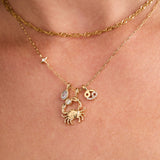 Cancer Zodiac Charm Cluster Necklace