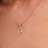 Pisces Zodiac Charm Cluster Necklace