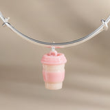 Pink Coffee To-Go Cup Resin Charm Bangle