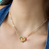 Artist Palette & Paint Brush Toggle Necklace