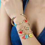 'Teacher’s Pet' Multi Charm Textured Bangle