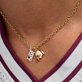 Football 'Touchdown' Duo Charm Pendant Necklace