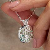 Hamsa & Evil Eye Birthstone Shaker Necklace