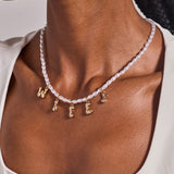 'Wifey' Bubble And Beaded Pearl Necklace