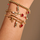 'There Cannoli Be You' Bow & Heart Multi Charm Bangle
