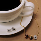 Coffee Bean 'Happiness, Wealth, Health' Engraved Pendant Necklace