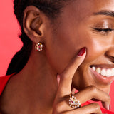 Gemstone Puffy Huggie Hoop Earrings