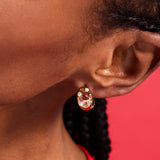 Gemstone Puffy Huggie Hoop Earrings