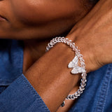 Glass Butterfly Beaded Charm Bangle