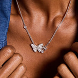 Glass Butterfly Inline Necklace