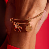 Horse Rope Textured Charm Bangle
