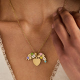 Blossoming Flowers Enamel Locket Pendant Necklace