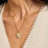 Blossoming Flowers Enamel Locket Pendant Necklace