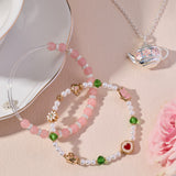 Tea Party Floral Beaded Charm Bangle