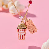 'Here For The Drama!' Popcorn Charm Locket Pendant