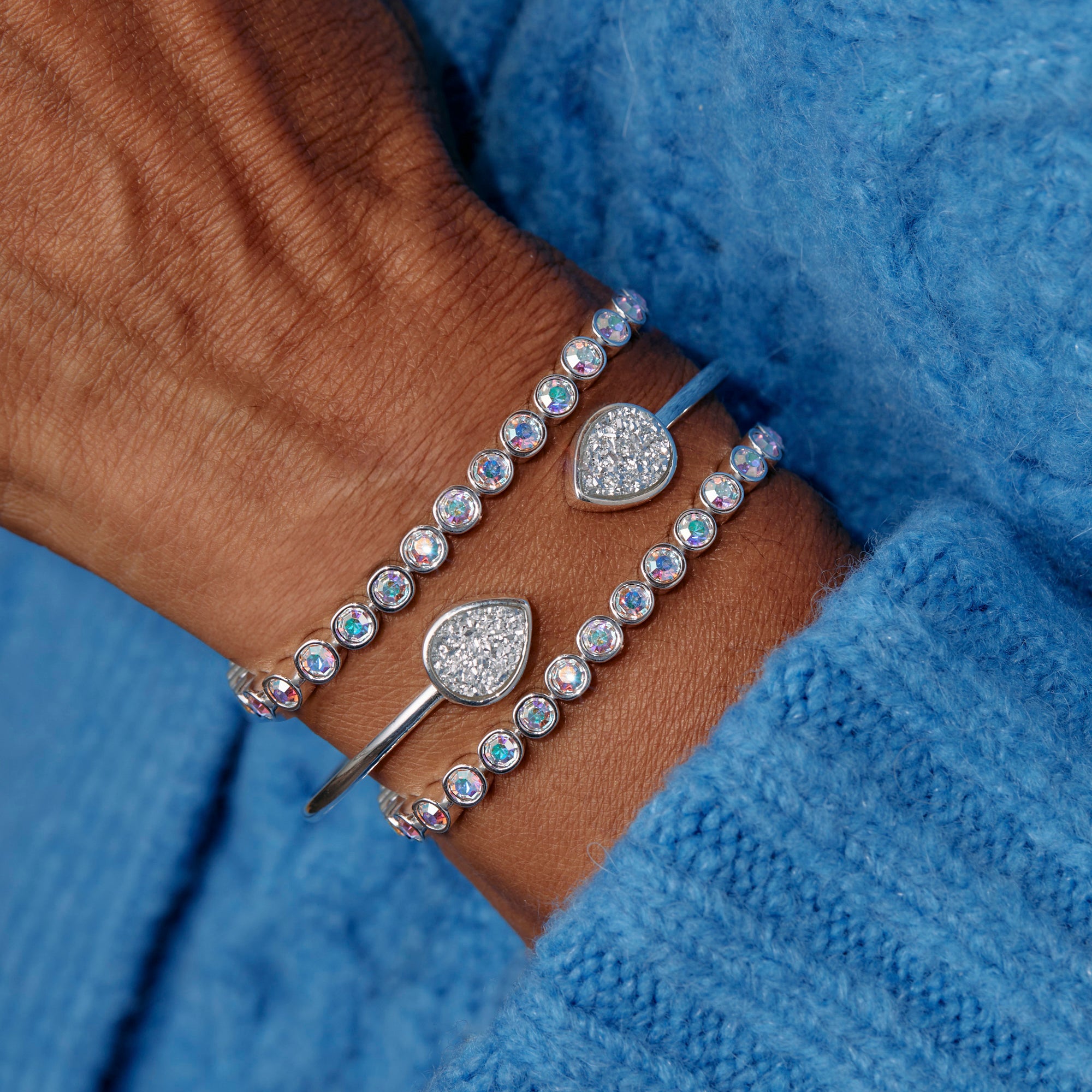 Glitter Druzy Flex Cuff Bracelet, Silver – ALEX AND ANI