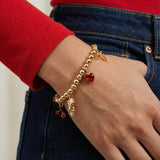 'There Cannoli Be You' Bow & Heart Beaded Charm Stretch Bracelet