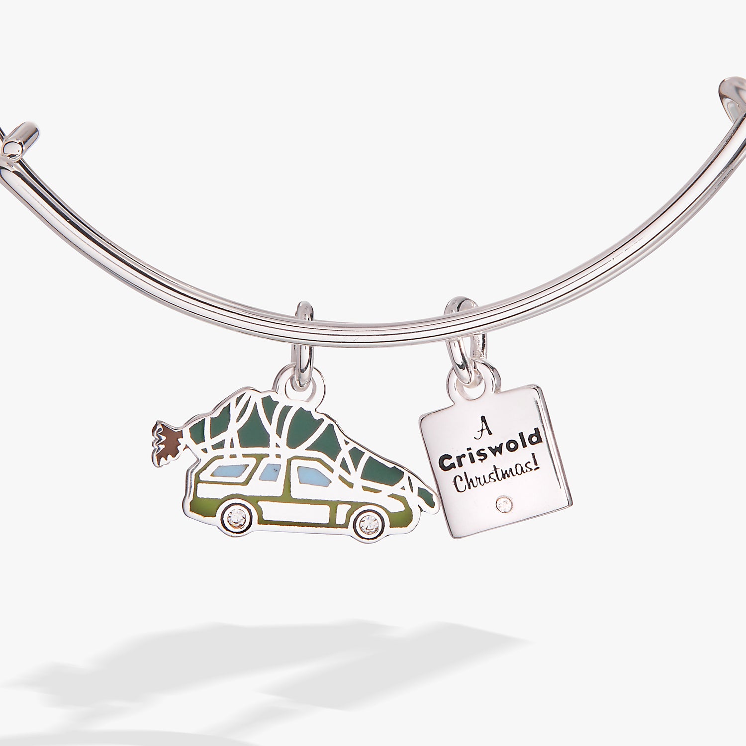 NATIONAL LAMPOON'S CHRISTMAS VACATION™ 'A Griswold Christmas' Duo Charm Bangle Shiny Silver