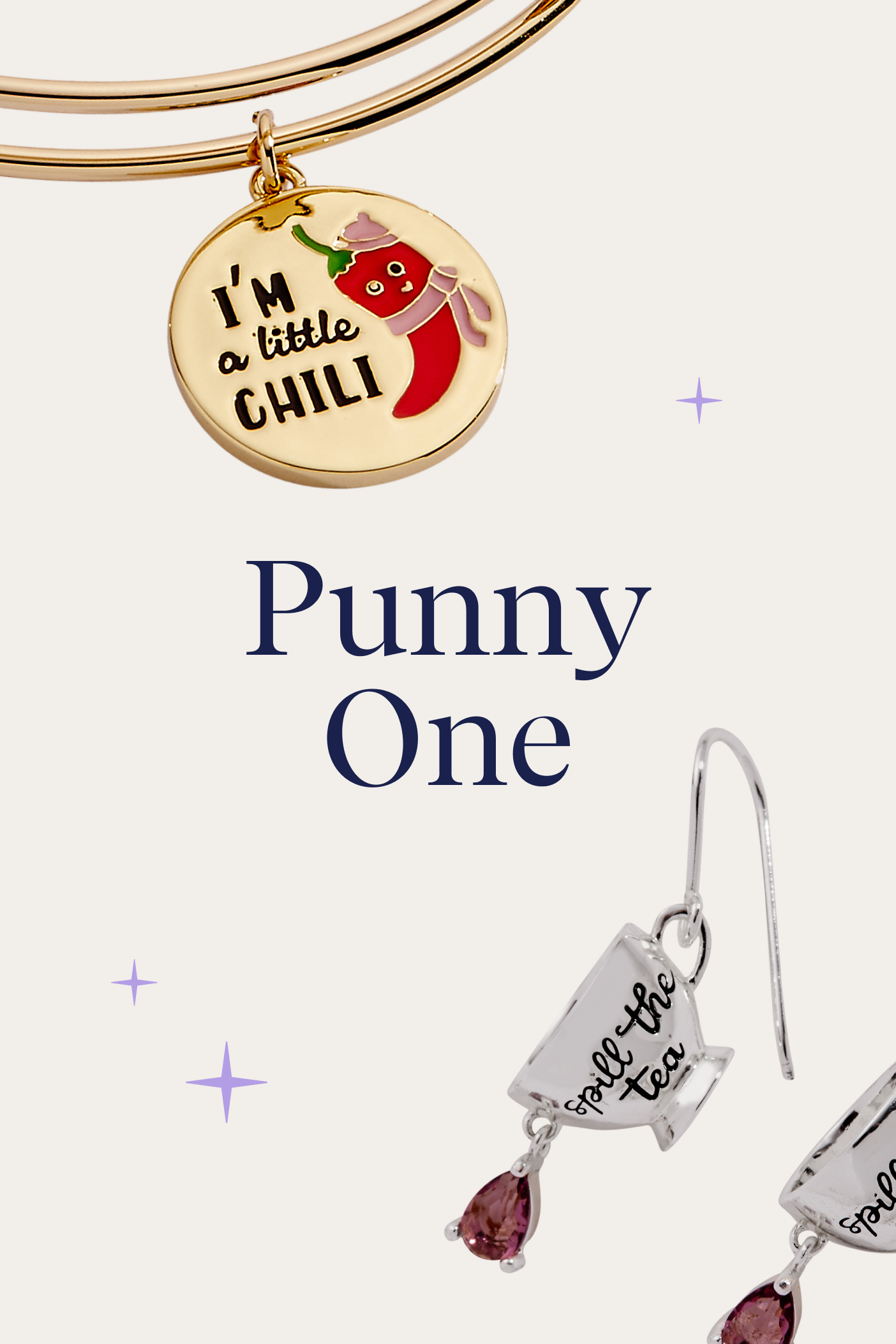 Jewelry set with a charm and earrings on a white background