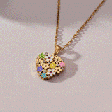 Blossoming Flowers Enamel Locket Pendant Necklace
