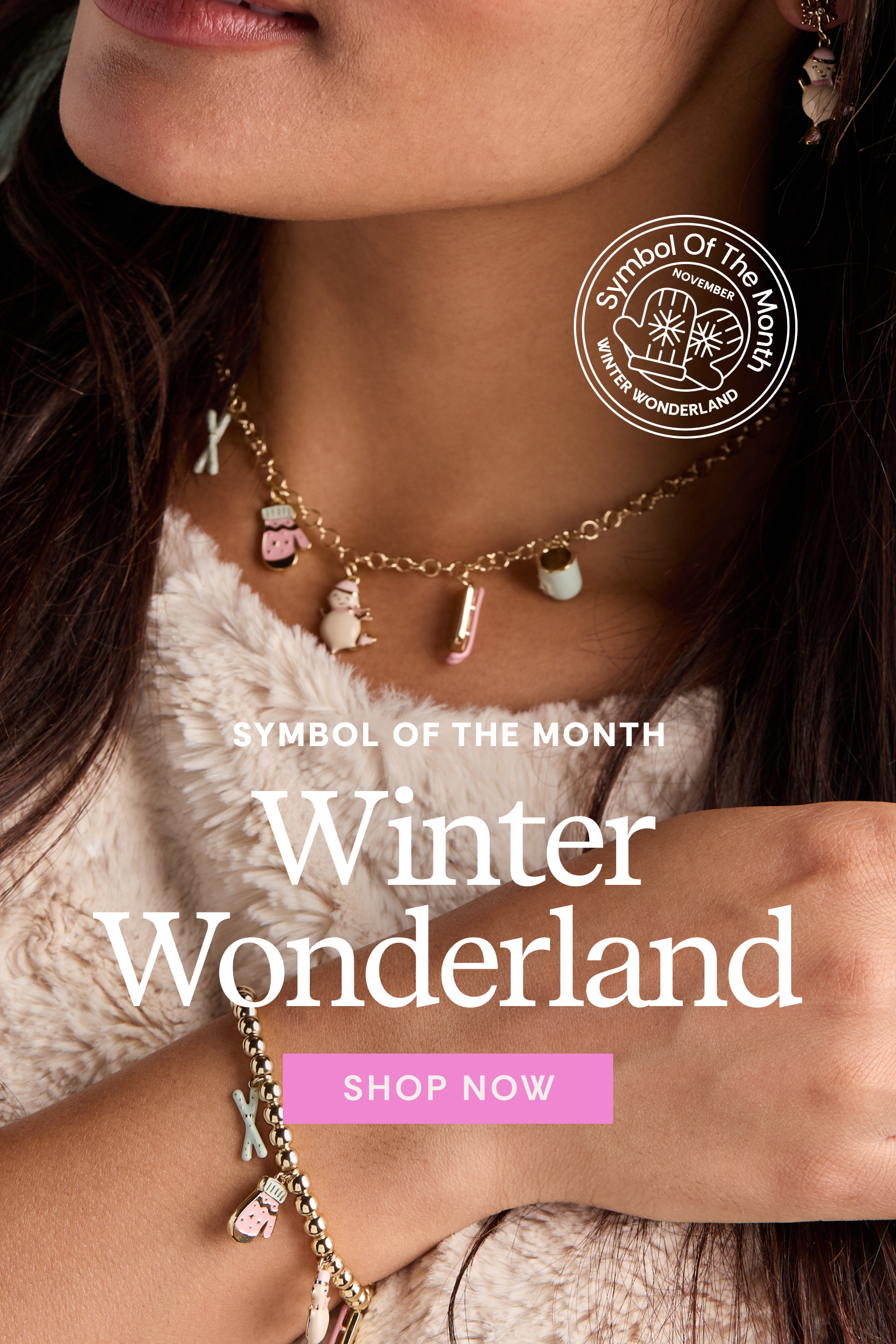 Jewelry advertisement with 'Symbol of the Month' and 'Winter Wonderland' text.