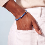 Blue Aventurine Repeat Evil Eye Charm Beaded Bangle