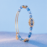 Blue Aventurine Repeat Evil Eye Charm Beaded Bangle