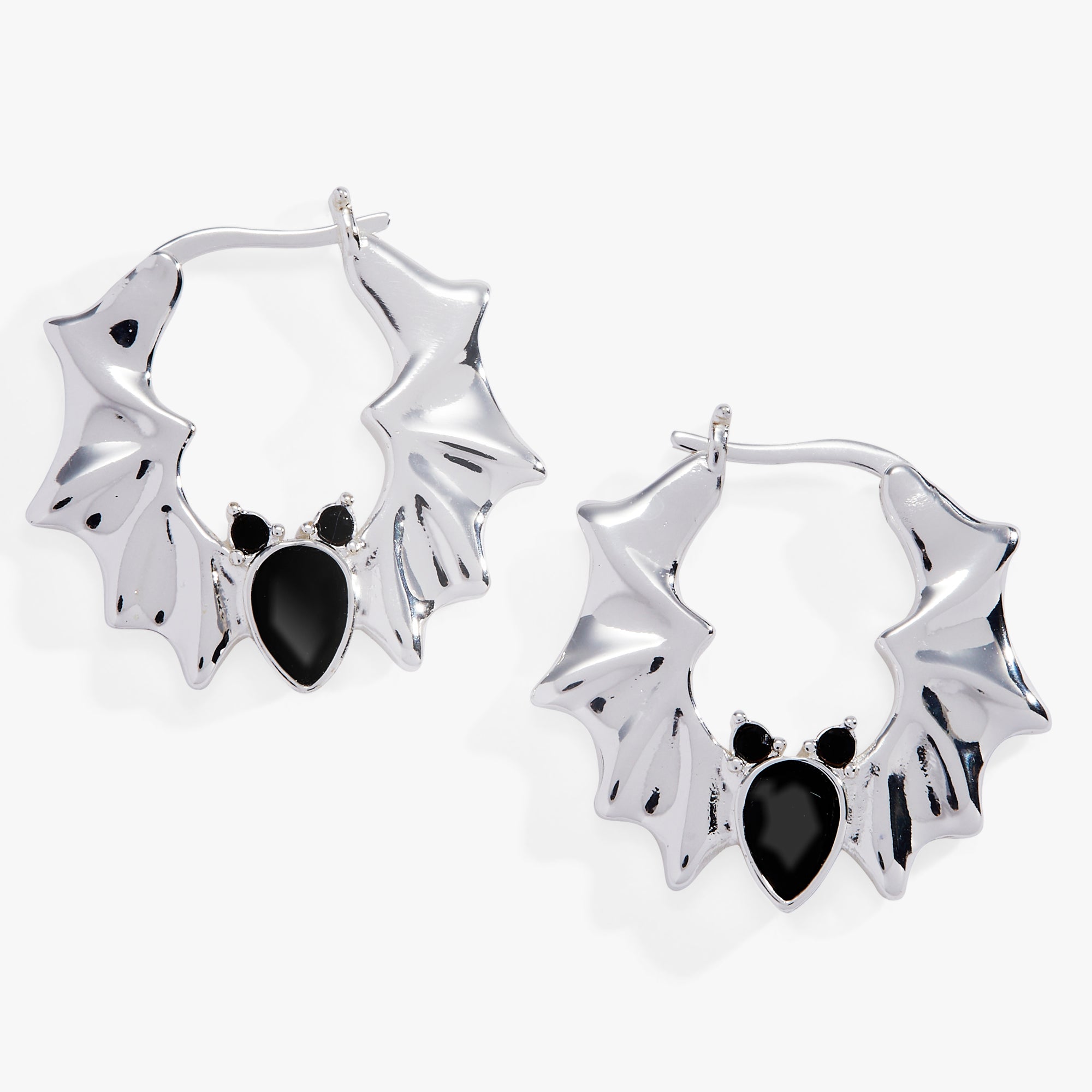 Crystal Bat Hoop Earrings
