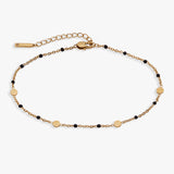 Black Enameled Chain Coin Station Anklet