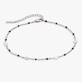 Black Enameled Chain Coin Station Anklet