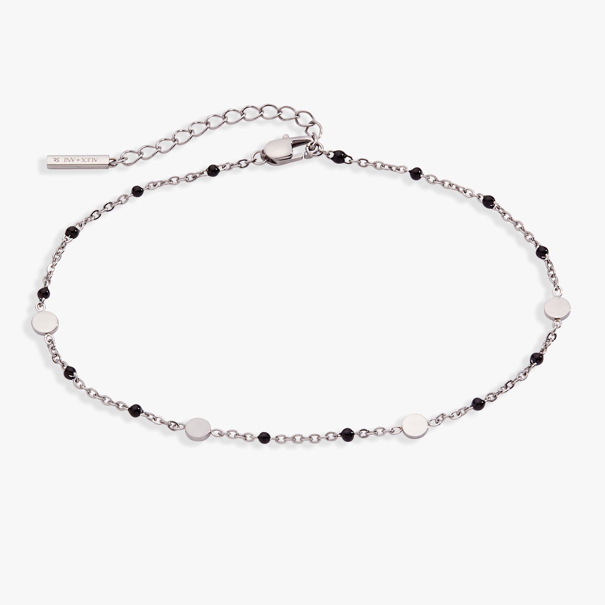 Black Enameled Chain Coin Station Anklet