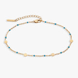 Turquoise Enameled Chain Coin Station Anklet