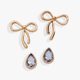 Bow & Teardrop Stud Earring Set