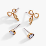 Bow & Teardrop Stud Earring Set