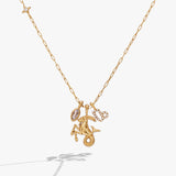 Capricorn Zodiac Charm Cluster Necklace