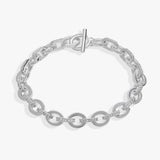 Delicate Oval Link Crystal Chain Toggle Bracelet
