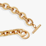 Delicate Oval Link Crystal Chain Toggle Bracelet