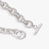 Delicate Oval Link Crystal Chain Toggle Bracelet